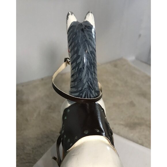 Vintage Handcrafted Wooden Rocking White Horse Decor 8” Tall 9” Long - Picture 5 of 10